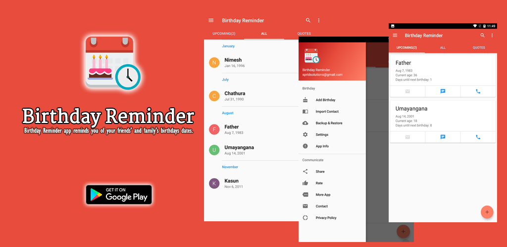 Birthday Reminder & Calendar